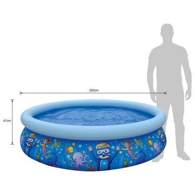 JLeisure 6.75' x 18.5" 3D Sea World Inflatable Outdoor Backyard Swimming Pool