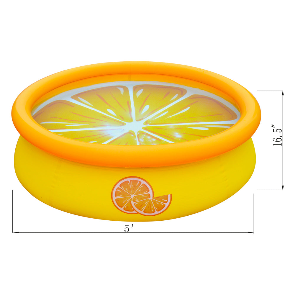 JLeisure 5' x 16.5" 3D Orange Inflatable Outdoor Backyard Kiddie Swimming Pool