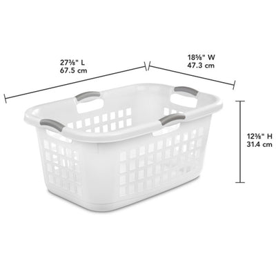 Sterilite Ultra 2 Bushel Plastic Stackable Laundry Basket Bin, White (12 Pack) - VMInnovations