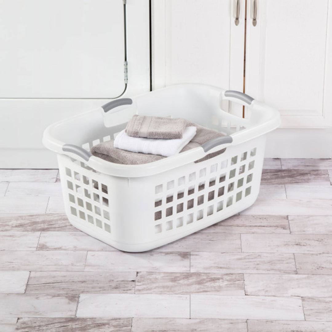 Sterilite Ultra 2 Bushel Plastic Stackable Laundry Basket Bin, White (12 Pack)