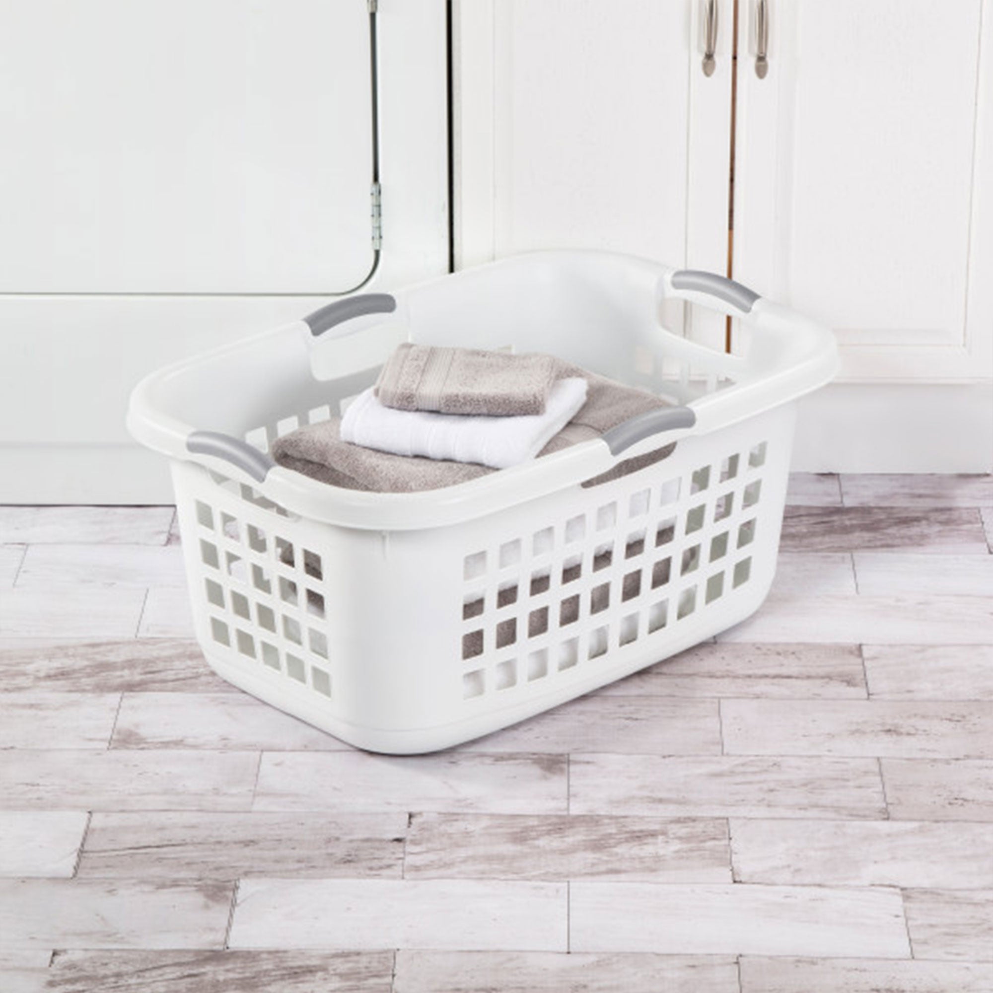 Sterilite Ultra 2 Bushel Plastic Stackable Laundry Basket Bin, White (12 Pack)