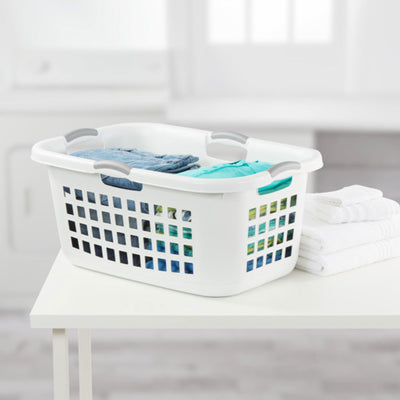 Sterilite Ultra 2 Bushel Plastic Stackable Laundry Basket Bin, White (12 Pack) - VMInnovations
