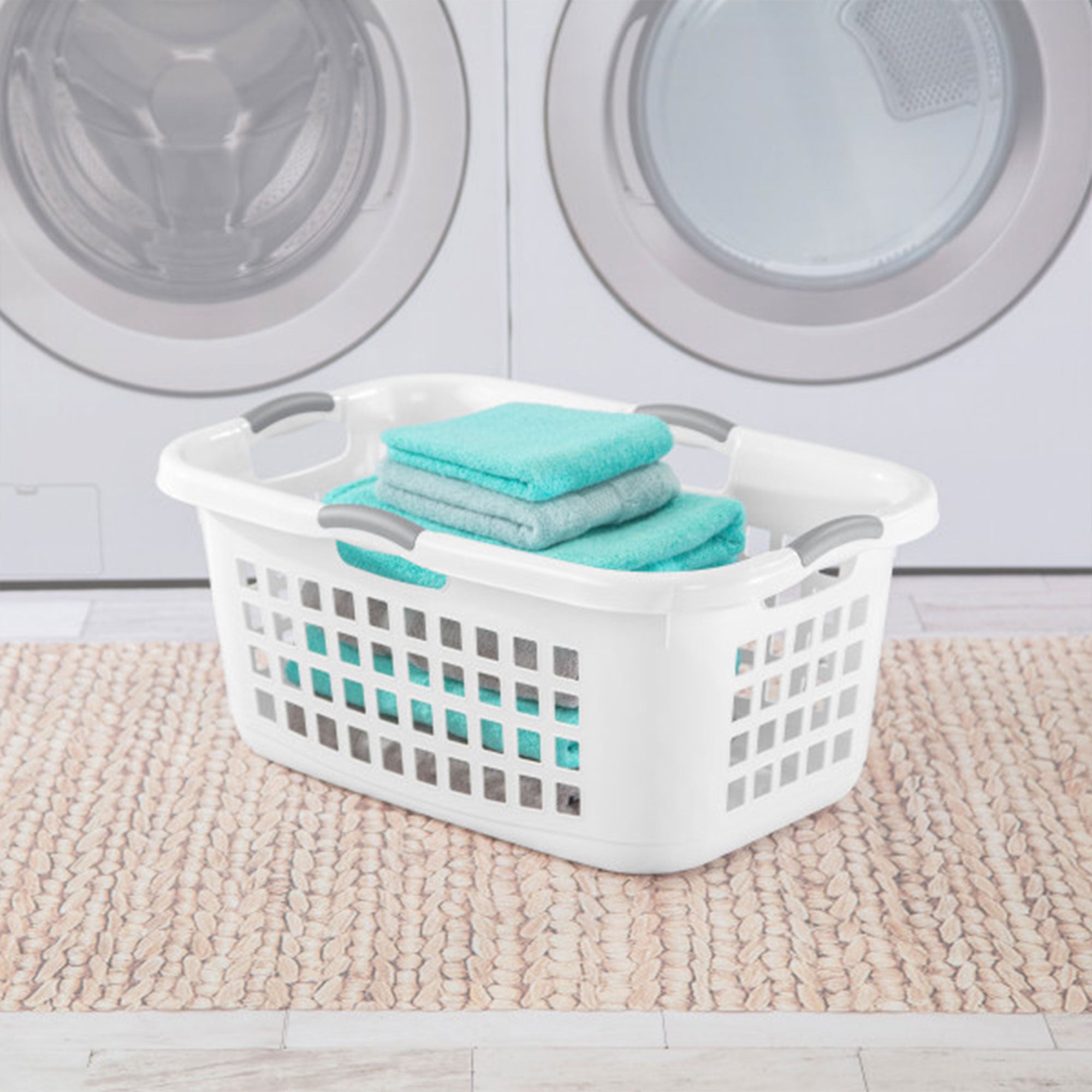 Sterilite Ultra 2 Bushel Plastic Stackable Laundry Basket Bin, White (12 Pack) - VMInnovations
