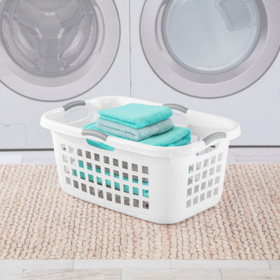 Sterilite Ultra 2 Bushel Plastic Stackable Laundry Basket Bin, White (12 Pack) - VMInnovations