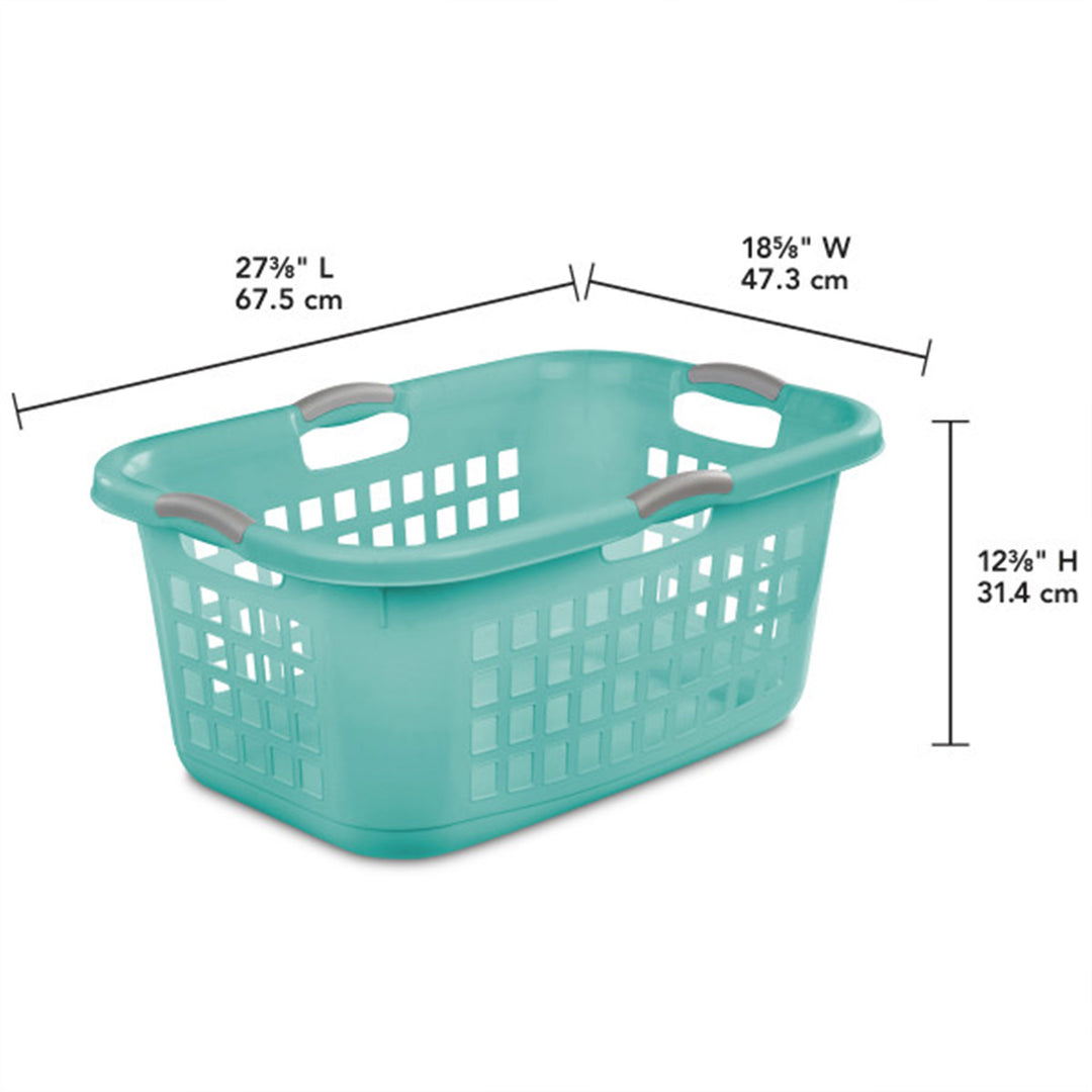 Sterilite Ultra 2 Bushel Plastic Stackable Laundry Basket Bin, Aqua (12 Pack)