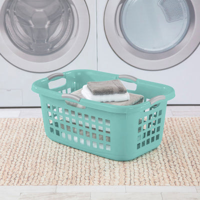 Sterilite Ultra 2 Bushel Plastic Stackable Laundry Basket Bin, Aqua (12 Pack) - VMInnovations