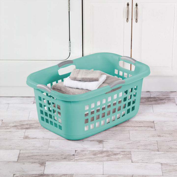 Sterilite Ultra 2 Bushel Plastic Stackable Laundry Basket Bin, Aqua (12 Pack)