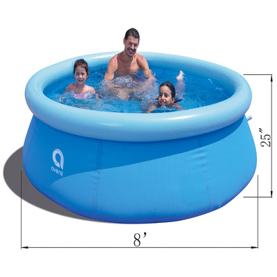 JLeisure 8 Ft x 25" Prompt Set Inflatable Outdoor Backyard Pool, Blue (Open Box)