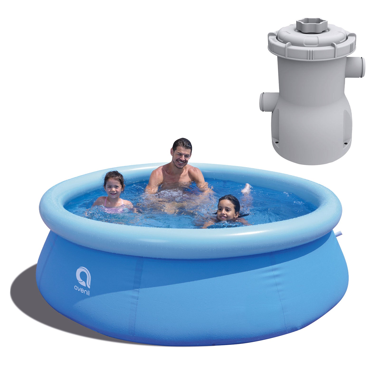 JLeisure 8 Ft Prompt Set Inflatable Pool Bundle with Pool Filter Cartridge Pump - VMInnovations