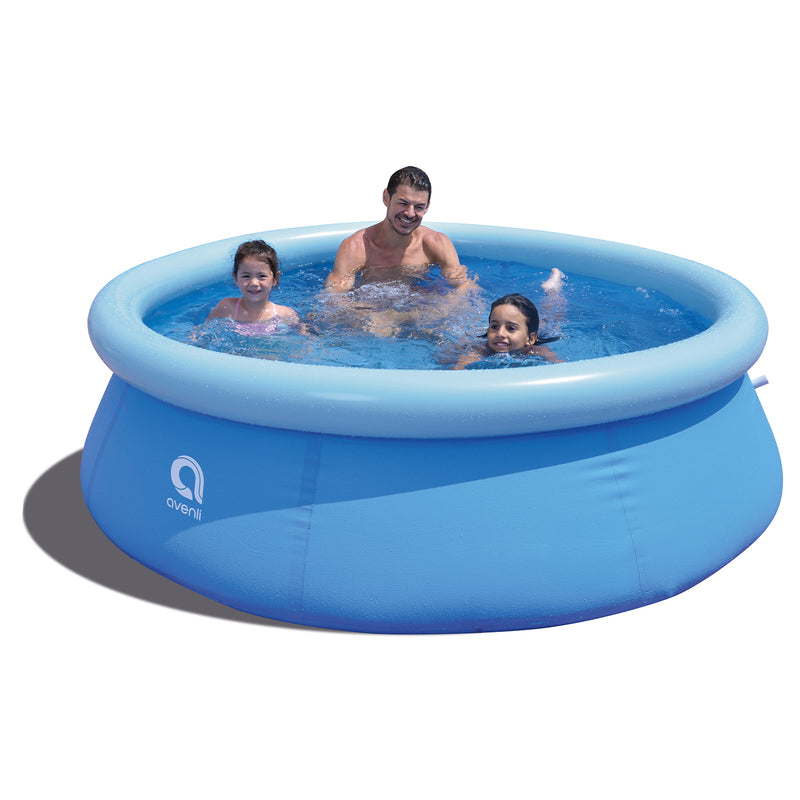 JLeisure 8 Ft x 25" Prompt Set Inflatable Outdoor Backyard Pool, Blue (Used)