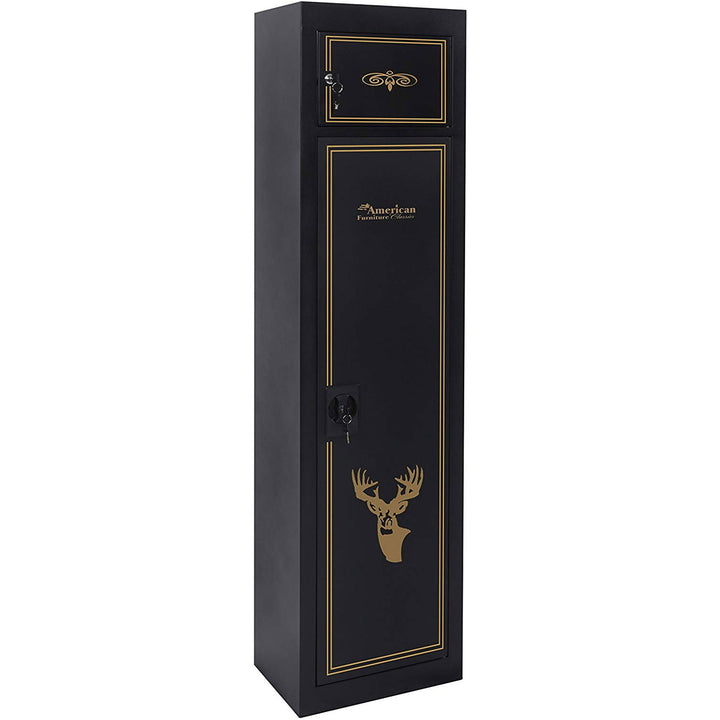 American Furniture 5 Rifle Metal Home Gun Safe Storage Cabinet, Black (Used)