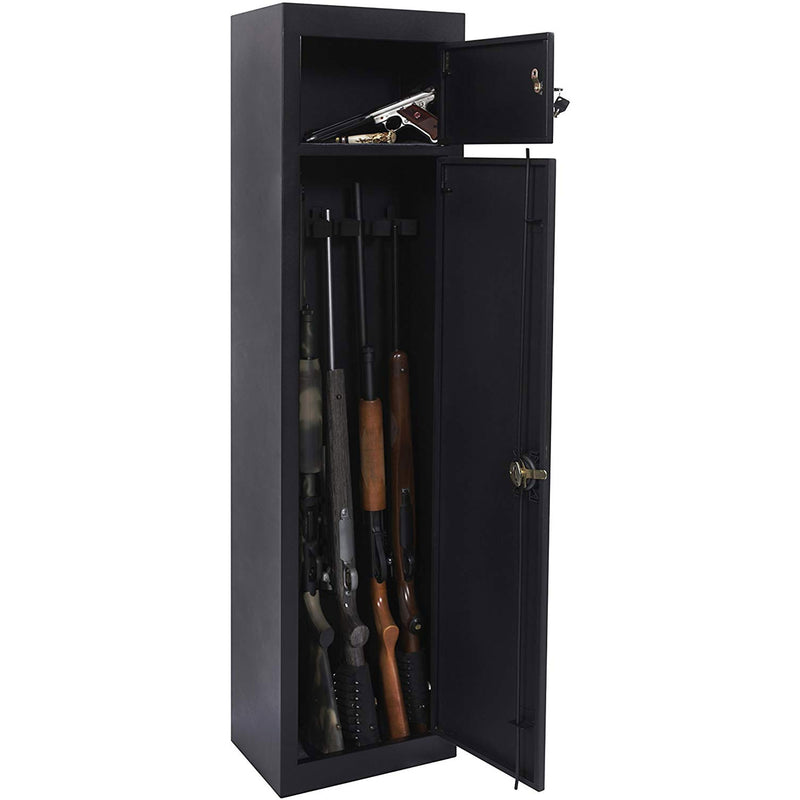 American Furniture Classics 5 Rifle Metal Home Gun Safe Storage Cabinet, Black
