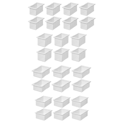 Like-It Universal Stacking Plastic Storage Organizer Basket 24 Piece Set 4 Sizes, White