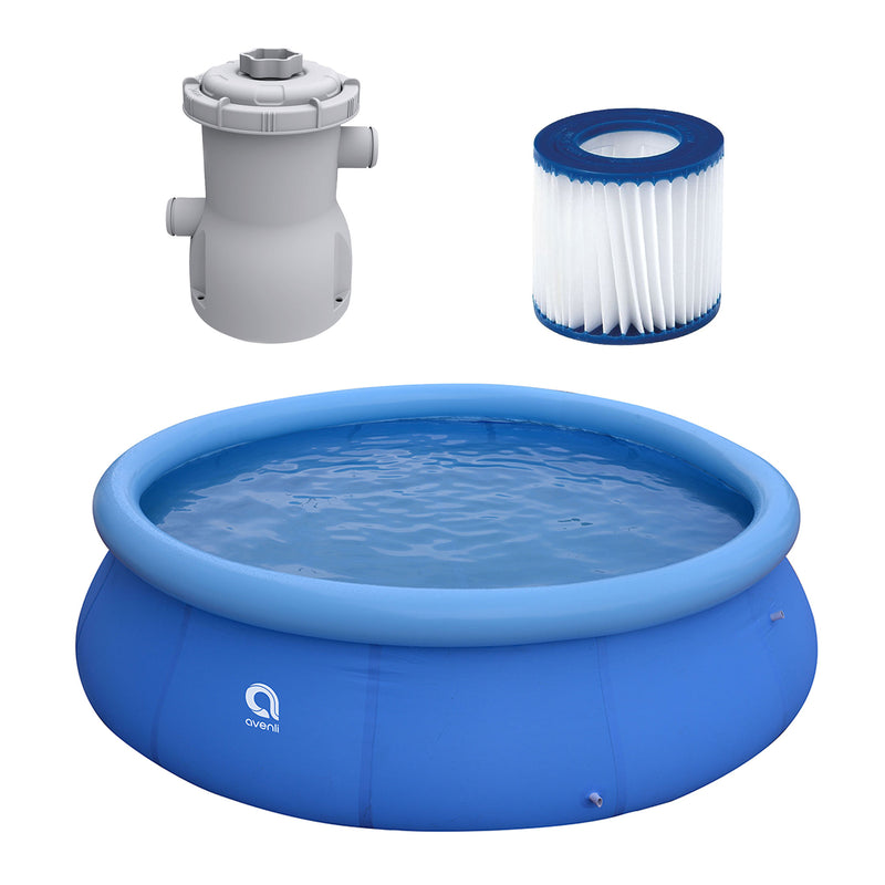 JLeisure 12 Ft x 30" Inflatable Swimming Pool Bundle w/ Filter Cartridge & Pump