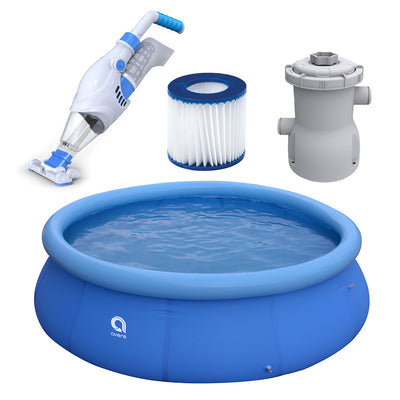 JLeisure 12 Ft x 30" Inflatable Pool Bundle w/ Filter Cartridge, Pump, & Vacuum
