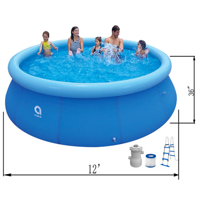 JLeisure 12Ft x 36" Prompt Set Inflatable Backyard Swimming Pool (For Parts)