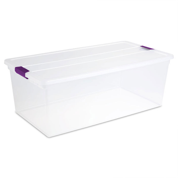 Sterilite 110 Qt ClearView Latch Storage Box, Stackable Bin w/ Latch Lid, 4-Pack