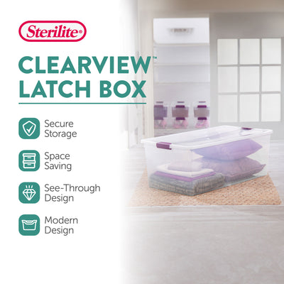 Sterilite 110 Qt ClearView Latch Storage Box, Stackable Bin with Lid, 8-Pack