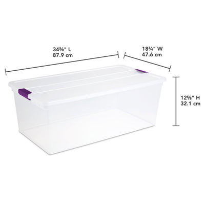 Sterilite 110 Qt Clear Storage Organization Box w/ Secure Latching Lid (12 Pack)