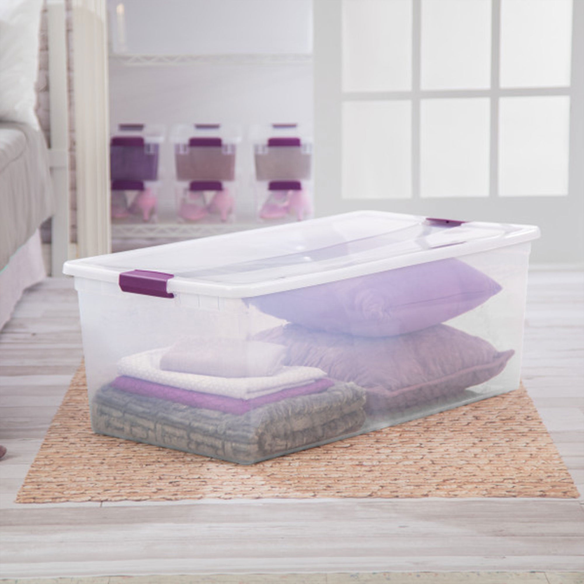 Sterilite 110 Qt Clear Storage Organization Box w/ Secure Latching Lid (12 Pack)