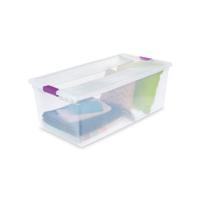 Sterilite 110 Qt Clear Storage Organization Box w/ Secure Latching Lid (16 Pack) - VMInnovations