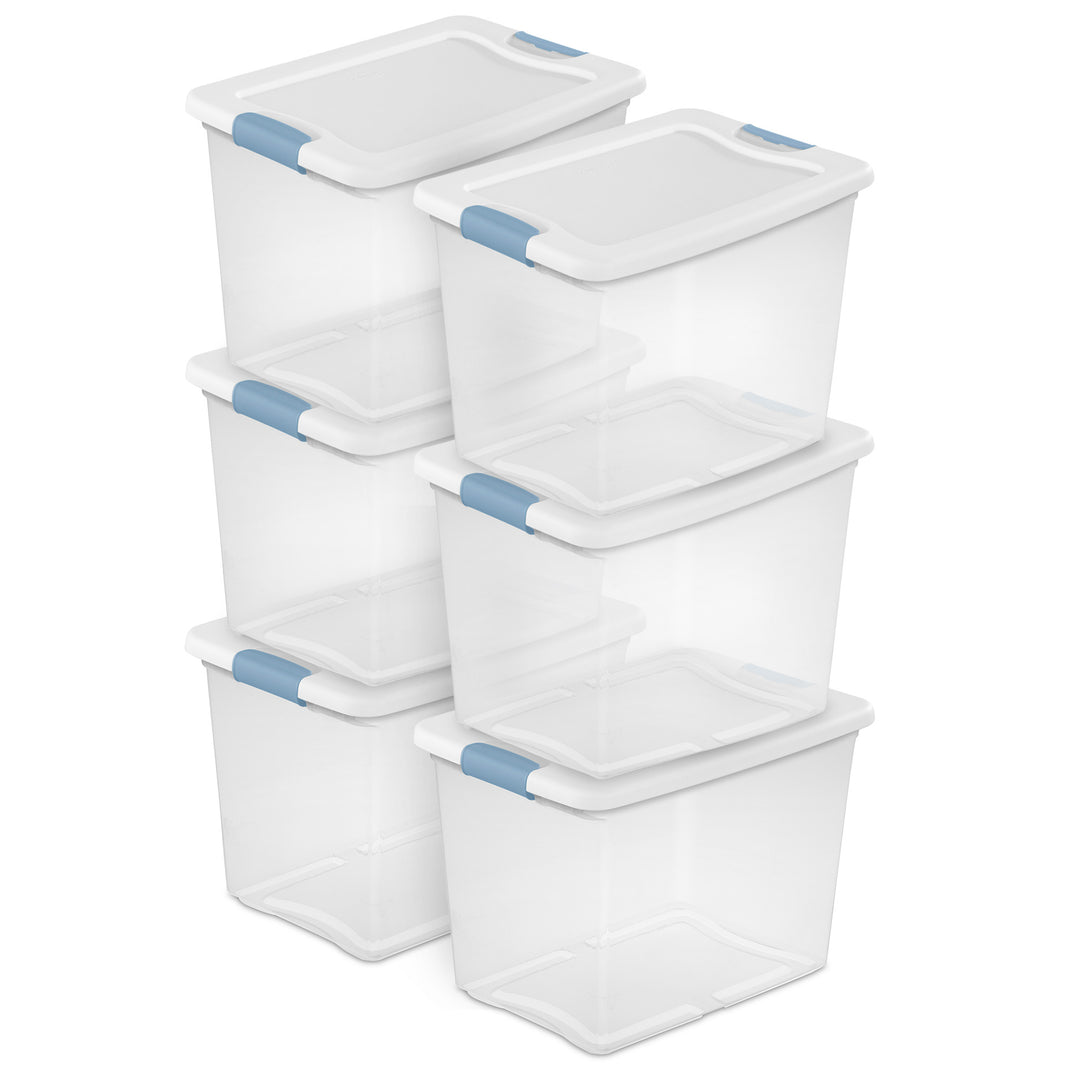 Sterilite 25 Quart Latching Storage Box, Stackable Bin with Latch Lid, 6 Pack