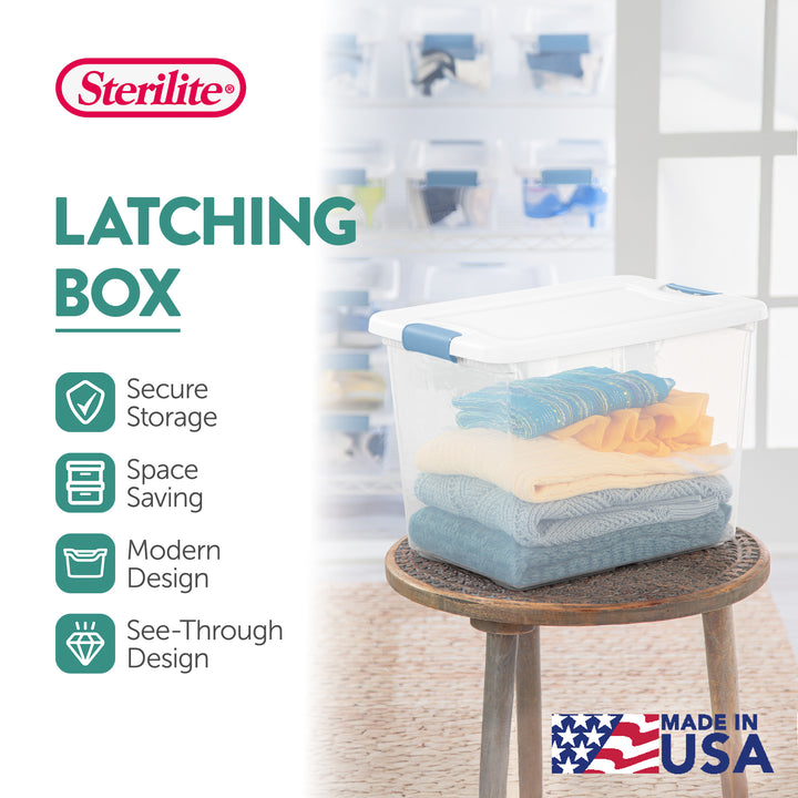 Sterilite 25 Quart Latching Storage Box, Stackable Bin with Latch Lid, 6 Pack - VMInnovations