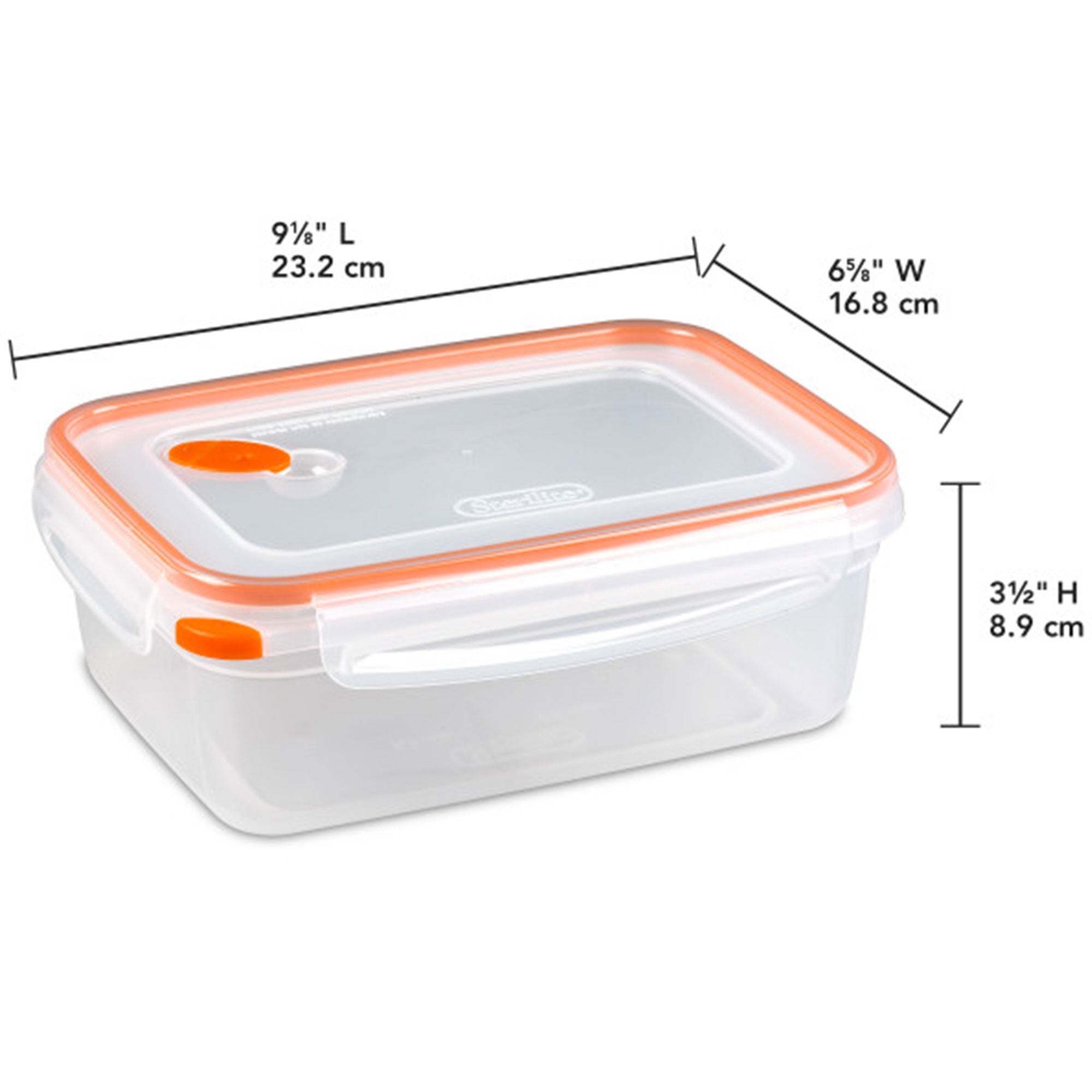 Sterilite 03221106 8.3 Cup Rectangle Ultra-Seal Food Container, Orange (6 Pack) - VMInnovations