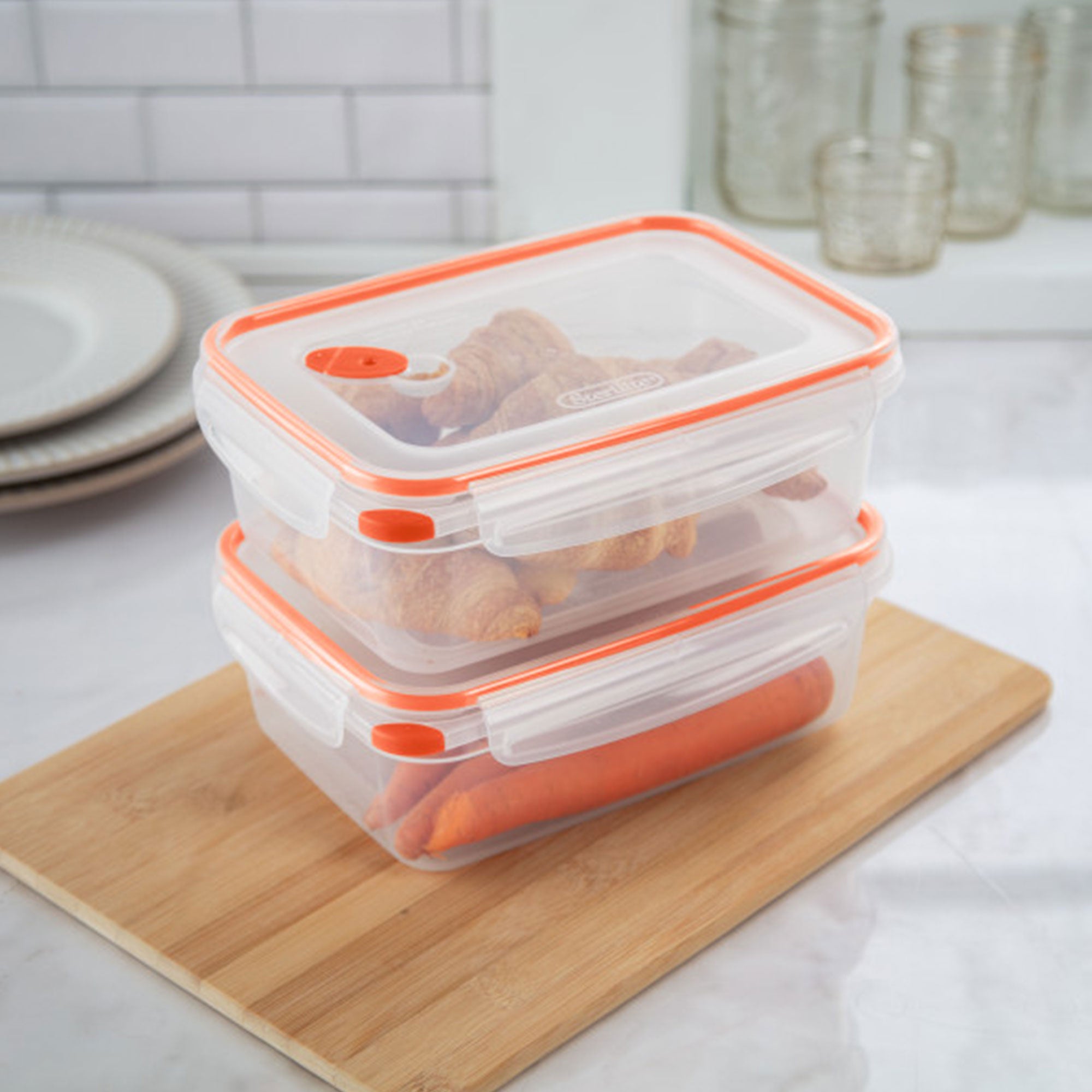 Sterilite 03221106 8.3 Cup Rectangle Ultra-Seal Food Container, Orange (6 Pack) - VMInnovations