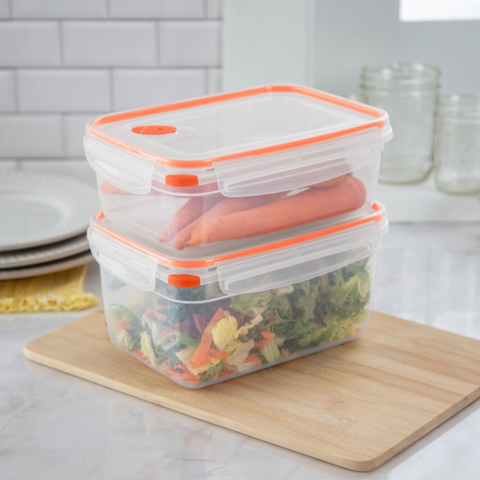Sterilite 03221106 8.3 Cup Rectangle Ultra-Seal Food Container, Orange (6 Pack) - VMInnovations