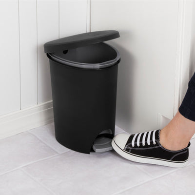 Sterilite 2.6 Gallon Ultra StepOn Wastebasket w/ Titanium Pedal & Liner (2 Pack)