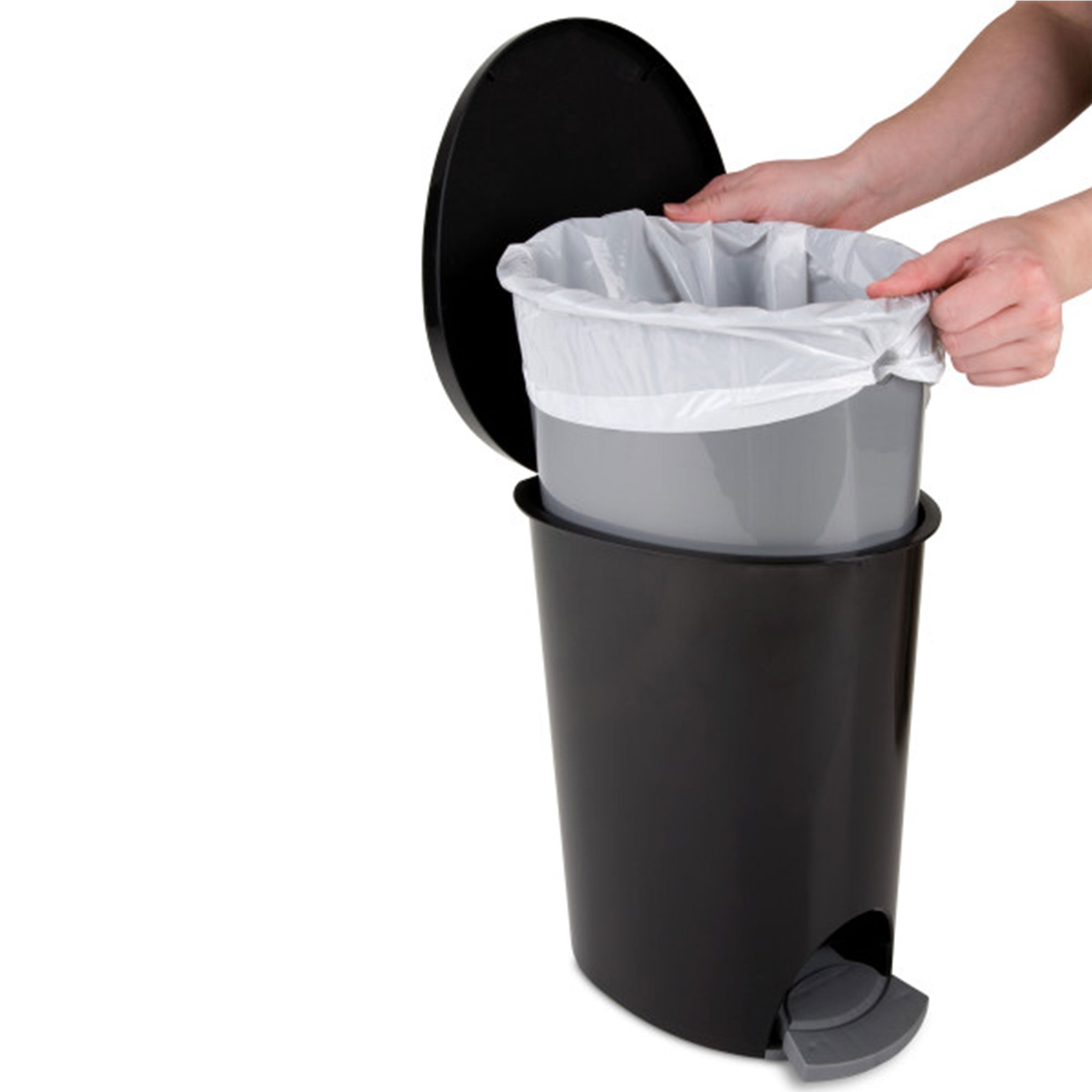 Sterilite 2.6 Gallon Ultra StepOn Wastebasket w/ Titanium Pedal & Liner (2 Pack)