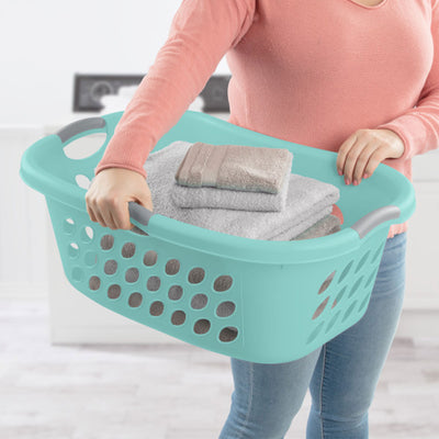 Sterilite Ultra HipHold 1.25 Bushel Plastic Stackable Laundry Basket (12 Pack) - VMInnovations