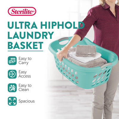 Sterilite Ultra HipHold 1.25 Bushel Plastic Stackable Laundry Basket (12 Pack) - VMInnovations