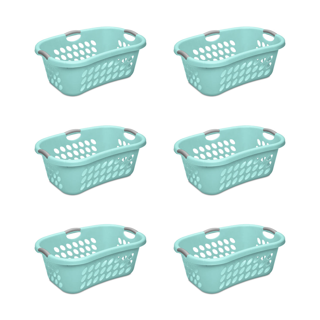 Sterilite 6 Pack Laundry Basket, Plastic Clothes Hamper, Ultra HipHold, Aqua