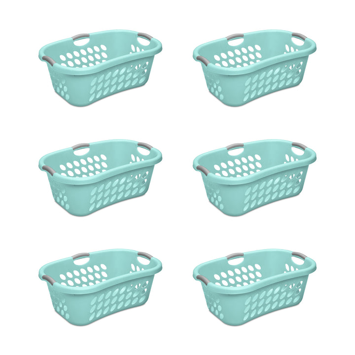 Sterilite 6 Pack Laundry Basket, Plastic Clothes Hamper, Ultra HipHold, Aqua