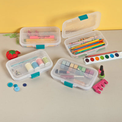 Sterilite Convenient Small Divided Clear Storage Pencil Box & Latch Lid, 1 Pack - VMInnovations