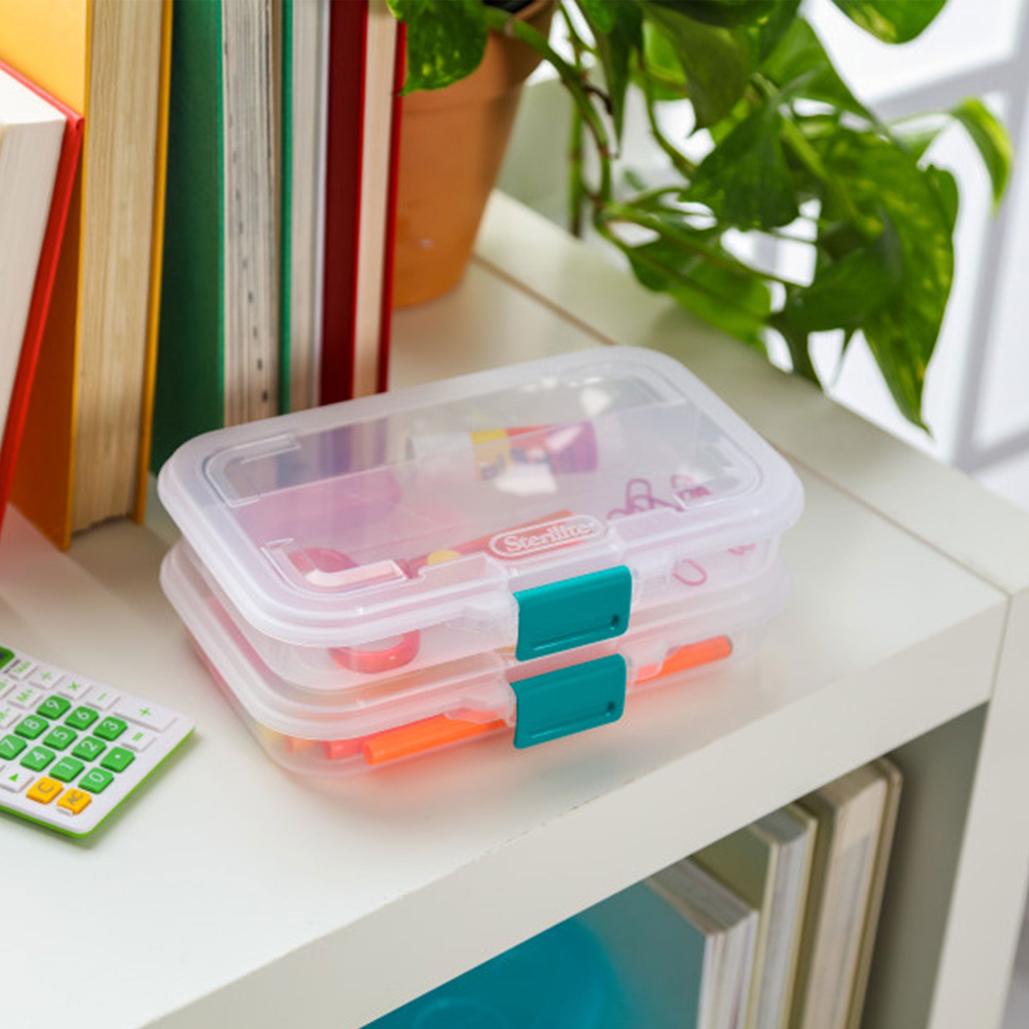 Sterilite Convenient Small Divided Clear Storage Pencil Box & Latch Lid, 1 Pack - VMInnovations