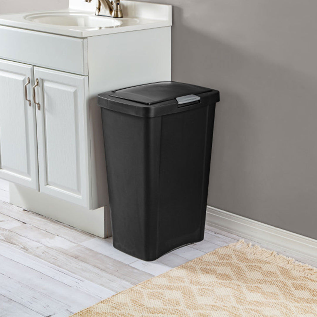 Sterilite 13 Gallon TouchTop Wastebasket with Titanium Latch, Black (12 Pack)