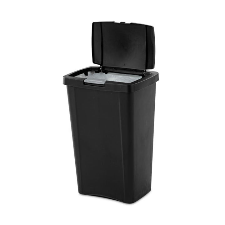 Sterilite 13 Gallon TouchTop Wastebasket with Titanium Latch, Black (8 Pack)