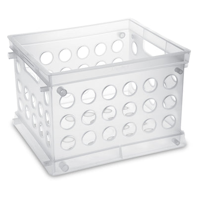 Sterilite Convenient Mini Square Small Storage Organizing Crate, Clear (12 Pack) - VMInnovations