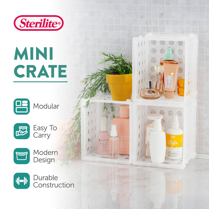 Sterilite Convenient Mini Square Small Storage Organizing Crate, Clear (24 Pack)