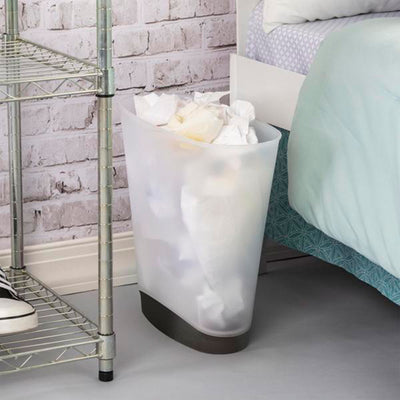 Sterilite 10303V06 2.4 Gallon Space-Saving Slim Wastebasket, Clear/Gray (6 Pack)
