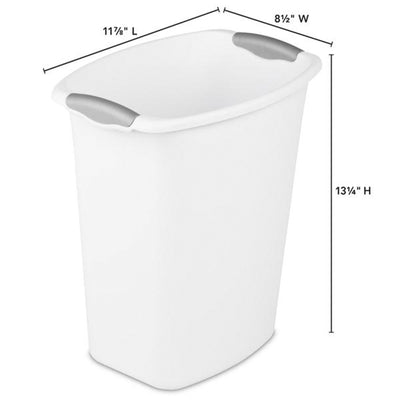 Sterilite 3 Gallon/11.4 Liter Wastebasket with Titanium Inserts, White (6 Pack)