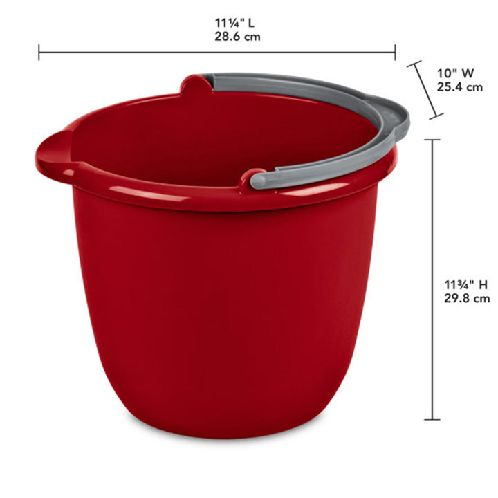 Sterilite Large 10-Qt Easy Pour Spout Pail w/ Comfy Grip Handle, Red (12 Pack)