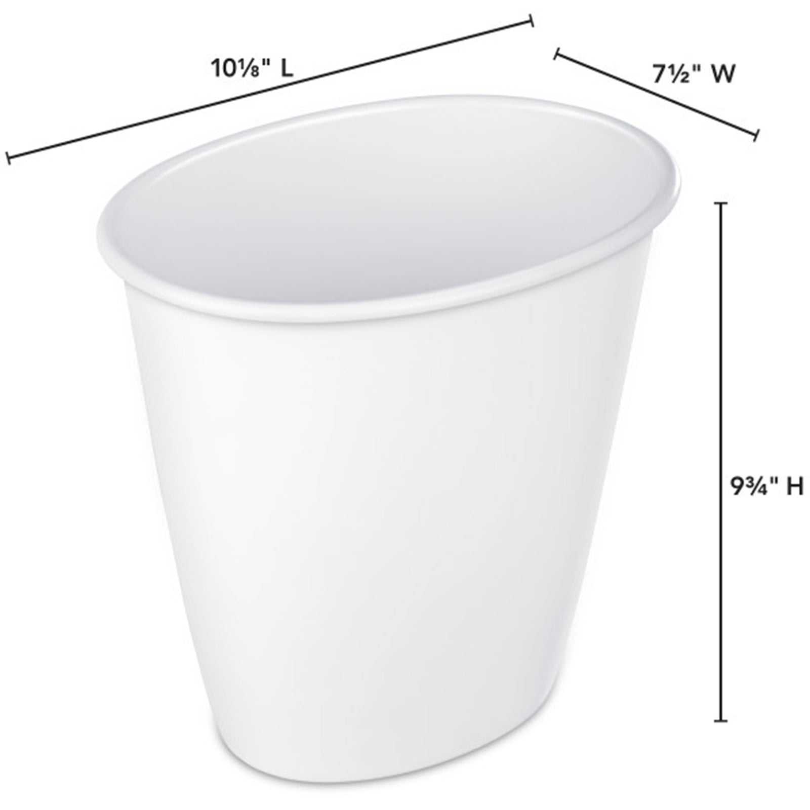 Sterilite Petite 1.5-Gallon Home Oval Vanity Trash Wastebasket, White (12 Pack) - VMInnovations
