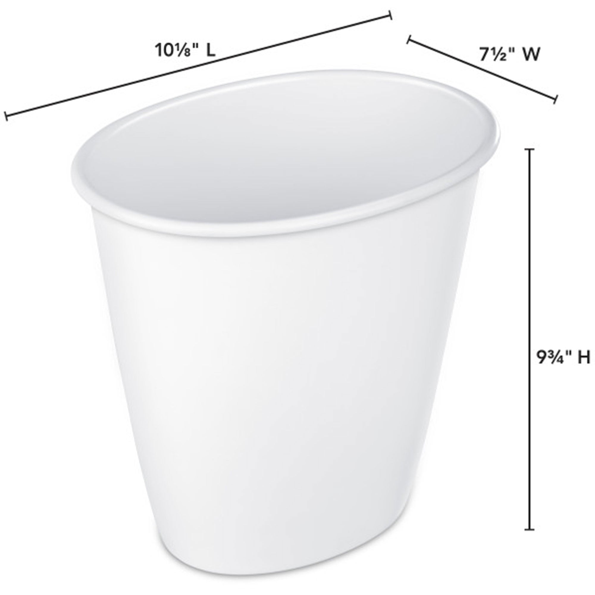 Sterilite Petite 1.5-Gallon Home Oval Vanity Trash Wastebasket, White (12 Pack) - VMInnovations