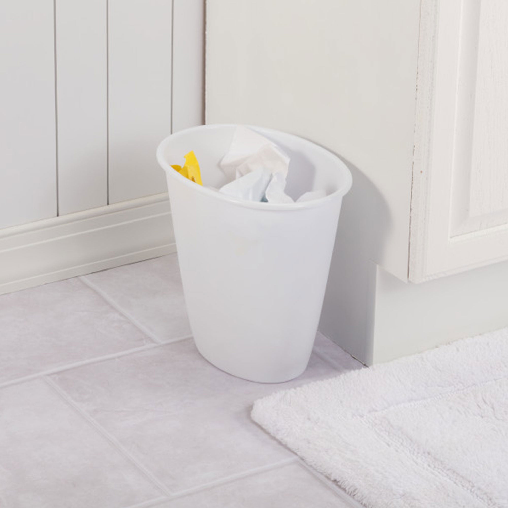 Sterilite Petite 1.5-Gallon Home Oval Vanity Trash Wastebasket, White (12 Pack) - VMInnovations