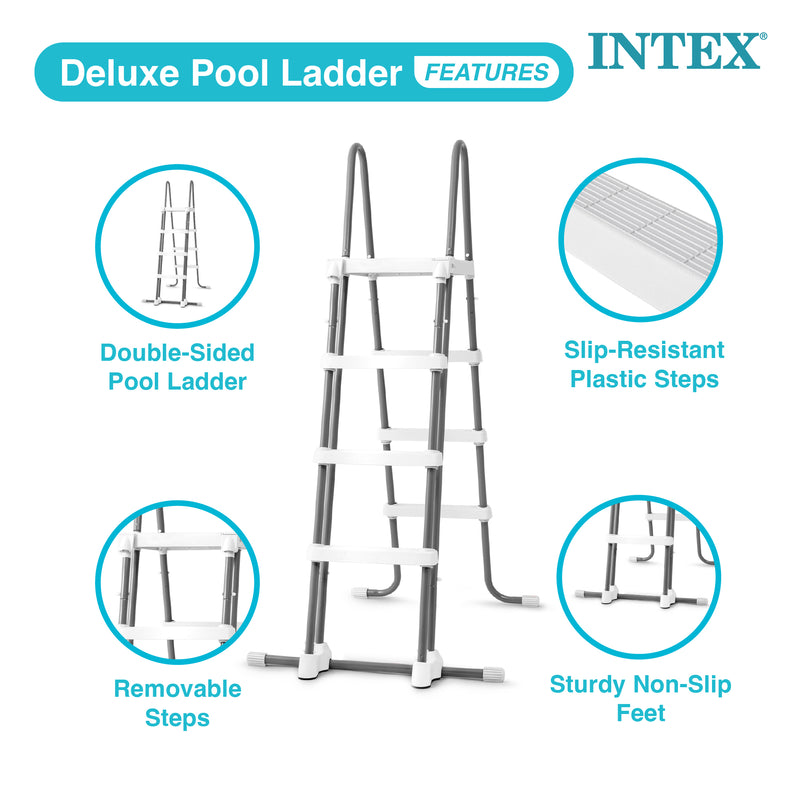 Intex Deluxe Pool Ladder with Removable Steps for 48 Inch Depth Pools (Open Box)