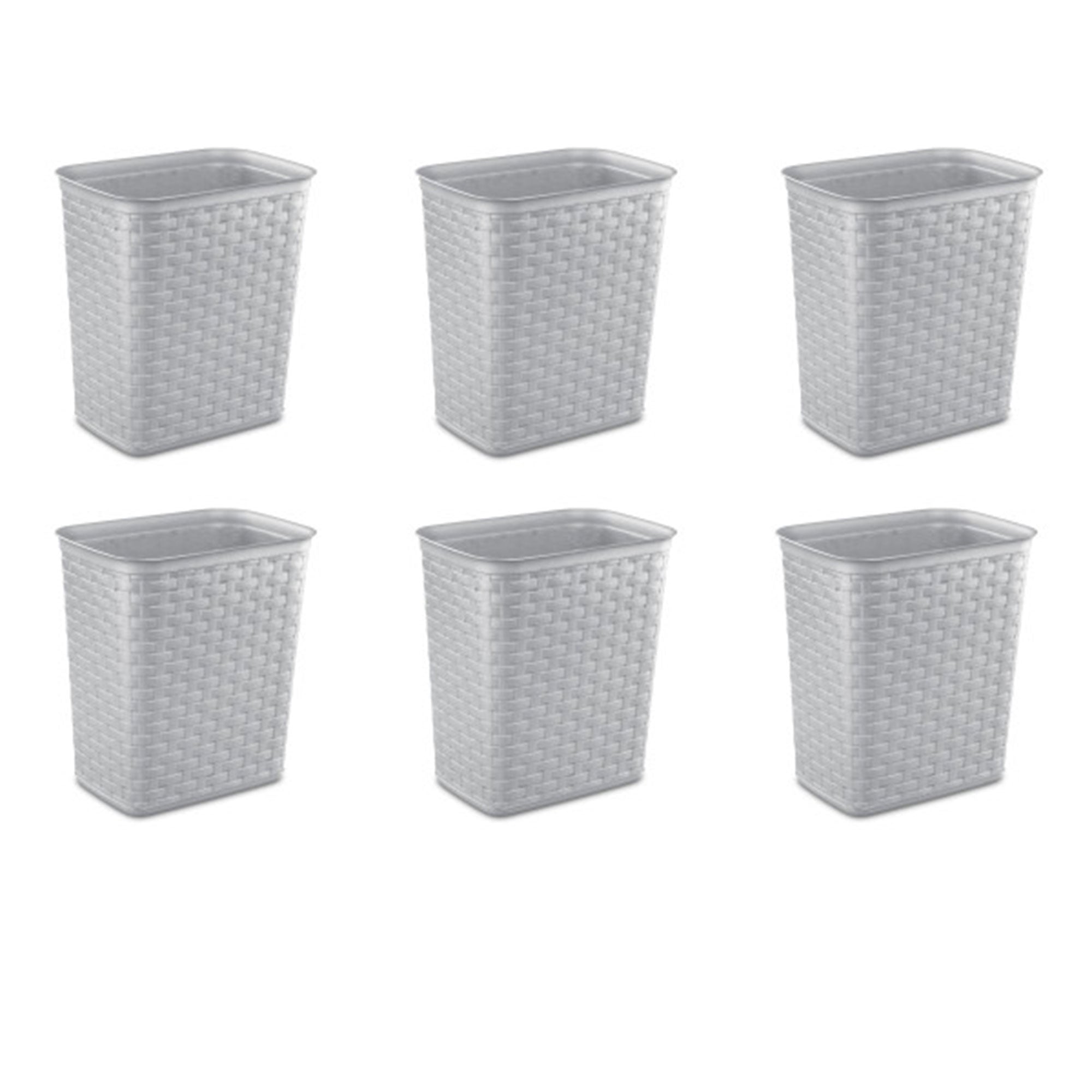 Sterilite 3.4 Gallon/13 Liter Decorative Weave Wastebasket, Cement (6 Pack) - VMInnovations